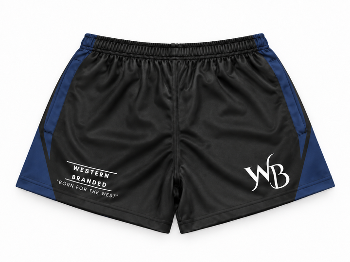 Womens Footy Shorts – Black/Navy