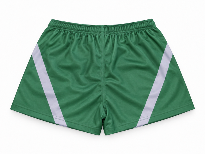 Womens Footy Shorts – Green/Grey