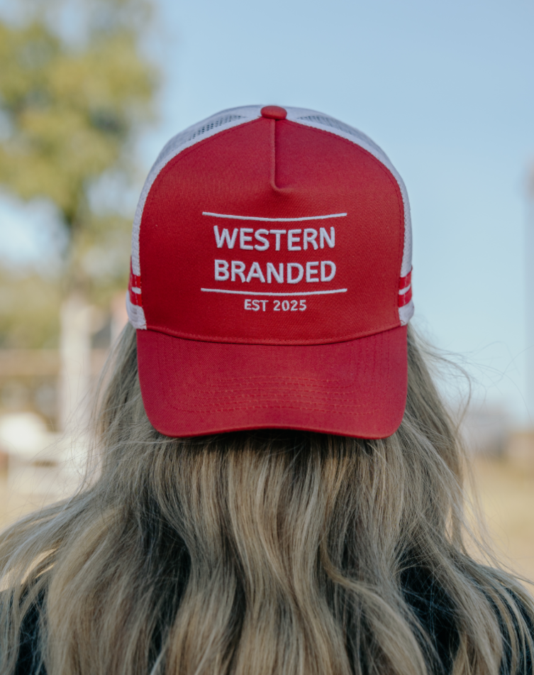 Kimberley Trucker Hat Red - on model