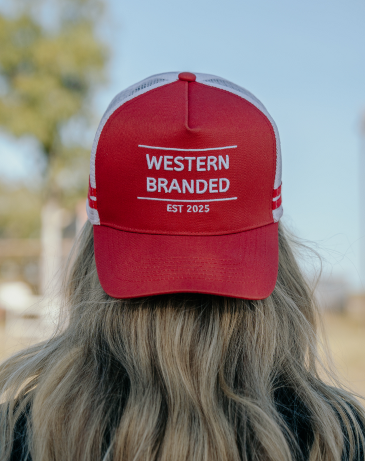 Kimberley Trucker Hat Red - on model