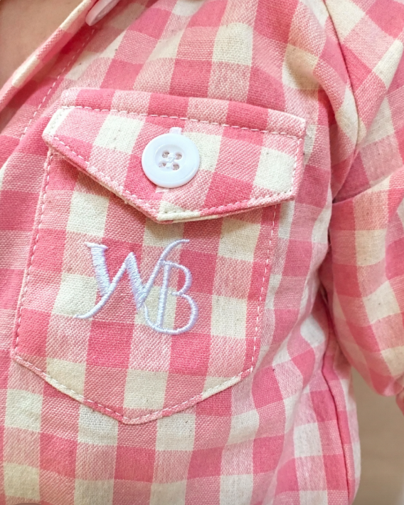 Country Kid Check Romper – Pink