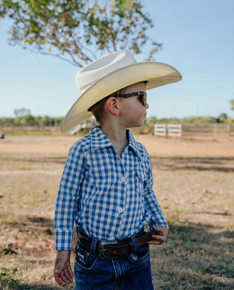 Country Kid Check Romper Blue - enhanced photo DSC06652
