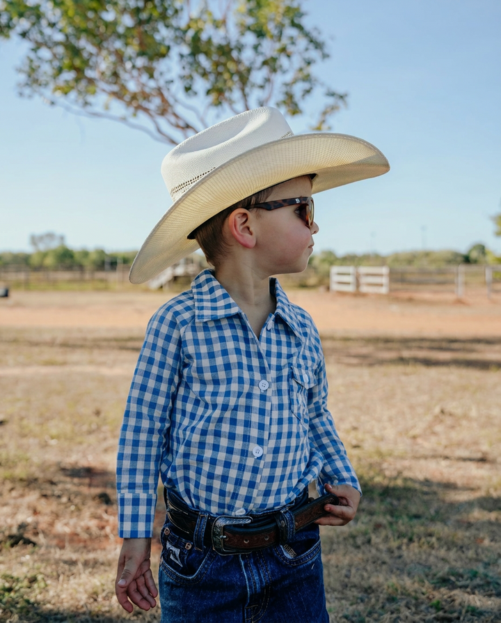 Country Kid Check Romper Blue - enhanced photo DSC06652